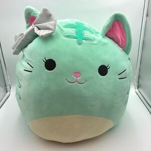 Squishmallows Mint Cat Plush with Gray Bow